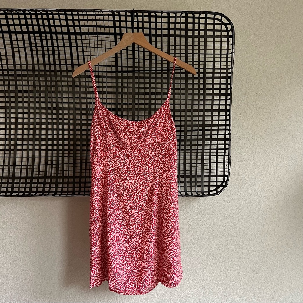 Reformation red white printed mini dress